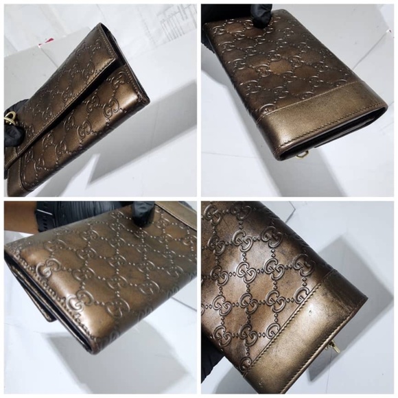 Authentic Gucci GG Signature Leather Wallet Brown - Picture 9 of 14